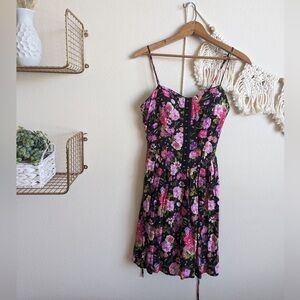 Forever 21 corset dress black floral, medium